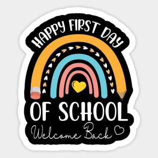 Pencil Hearts Rainbow Happy First Day Of School Welcome Back Sticker